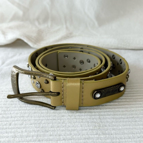 Calvin Klein Gold and Rhinestone Studded Belt - Picture 4 of 14